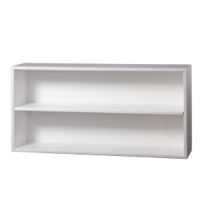 Lille reol i bredformat med 1 hylde - hvidmalet birk