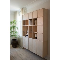 Stor KVADRAT reol med 4 rum - ubehandlet birk