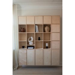 Stor KVADRAT reol med 4 rum - ubehandlet birk