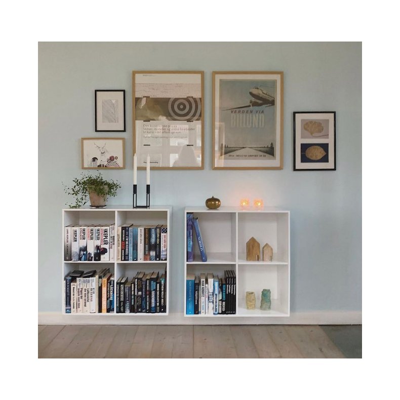Stor KVADRAT reol med 4 rum - hvidmalet birk // 2. sort.