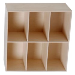 Stor KVADRAT reol med 6 rum - ubehandlet birk