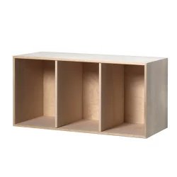 Smal KVADRAT reol med 3 rum - ubehandlet birk