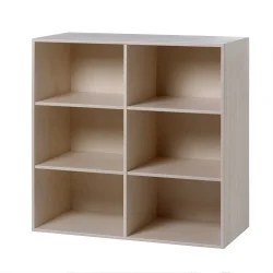 Stor KVADRAT reol med 6 rum - hvidbejdset birk