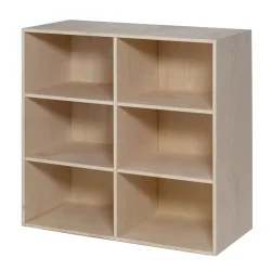 Stor KVADRAT reol med 6 rum - ubehandlet birk