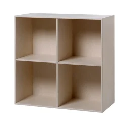  Stor KVADRAT reol med 4 rum - hvidbejdset birk