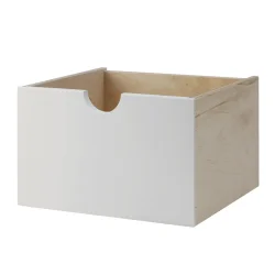 Stor skuffe med udskring - hvidmalet birk