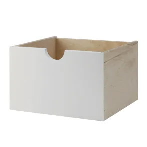 Stor skuffe med udskring - hvidmalet birk