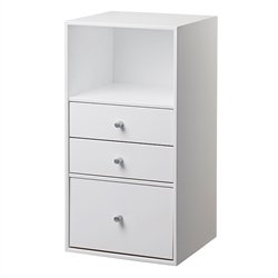 Stor skuffe uden udskring - hvidmalet birk