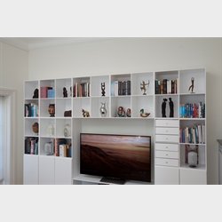 Stor KVADRAT reol med 2 rum - hvidmalet birk