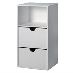 Stor skuffe med udskring - hvidmalet birk