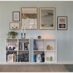 Stor KVADRAT reol med 4 rum - hvidmalet birk