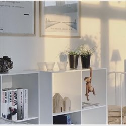 Stor KVADRAT reol med 4 rum - hvidmalet birk