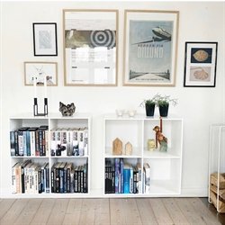 Stor KVADRAT reol med 4 rum - hvidmalet birk