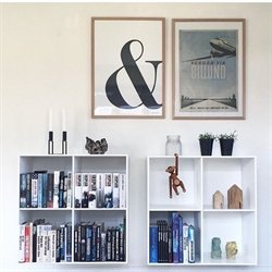 Stor KVADRAT reol med 2 rum - hvidmalet birk