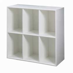 Stor KVADRAT reol med 6 rum - hvidmalet birk