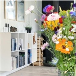 Stor KVADRAT reol med 4 rum - hvidmalet birk