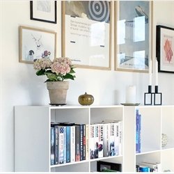 Stor KVADRAT reol med 4 rum - hvidmalet birk