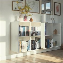 Stor KVADRAT reol med 4 rum - hvidmalet birk